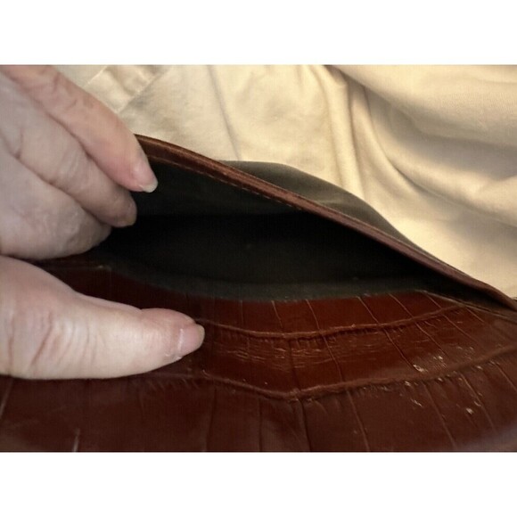 Vintage 1996 Melanie Bucket Shoulder Bag Brighton Long Strap Croc Leather - Picture 7 of 10